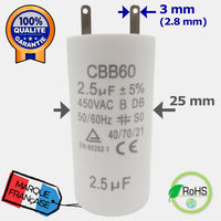 condensateur 2.5 uF 2,5 µF permanent pour moteur somfy simu volet