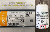 Réparation de condensateur 15 µF sur moteur Somfy Jupiter 85/17 CSI