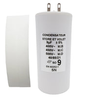 Condensateur capacité de 9 uF µF pour moteur Somfy ou Simu