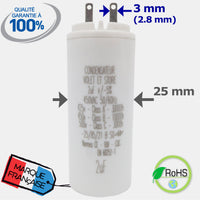 Condensateur de 2 uF (µF) pour moteur de store, volet, fenêtre, permanent ou démarrage