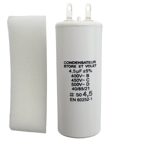 Condensatore 2.5 µF Per Tapparelle SOMFY - Terminale 2.8 Mm, Dimensioni 25x50 Mm